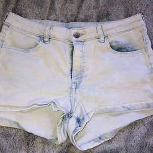 Acid wash jean shorts